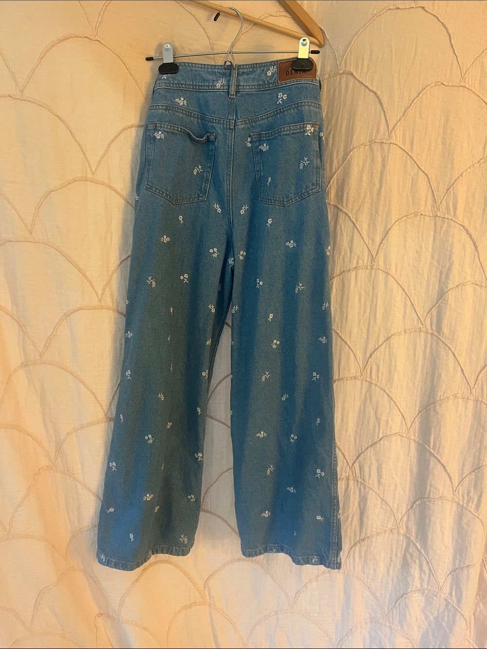 Sezane Le Crop Floral Embroidered Jeans High Rise Wide Leg Crop Size 4 - Picture 7 of 7